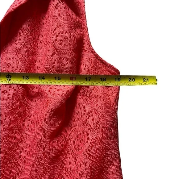 Allison Brittney Lace Pink/Peach Knee Length Geometric Design Dress Size Large - Picture 4 of 12